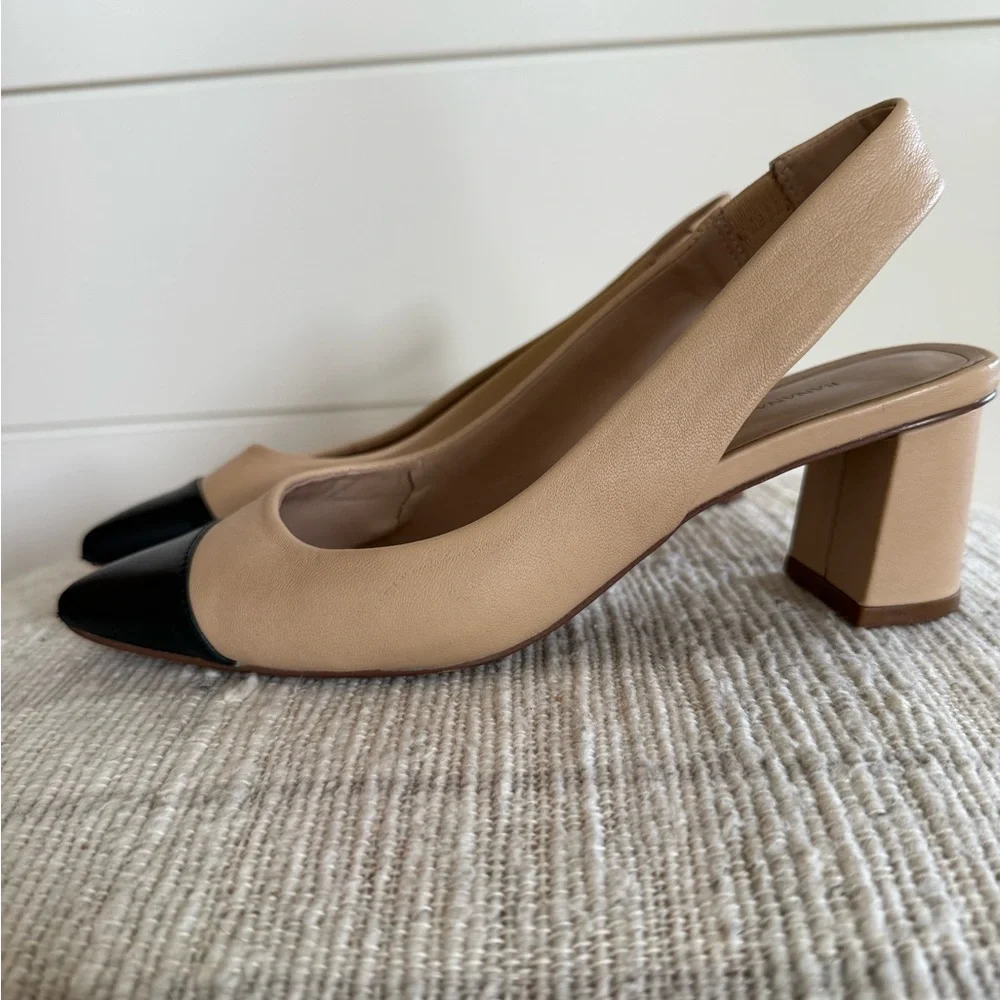 Banana Republic Tan and Black Slingback Heels - Picture 3 of 6